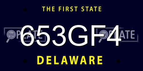 653GF4 Delaware License Plate