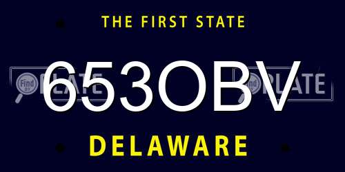 653OBV Delaware License Plate