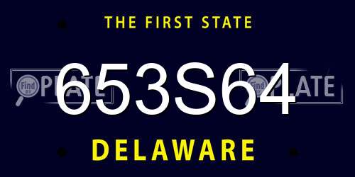 653S64 Delaware License Plate