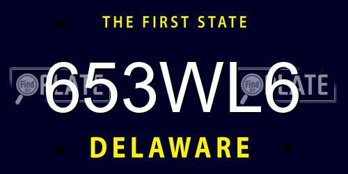 653WL6 Delaware License Plate