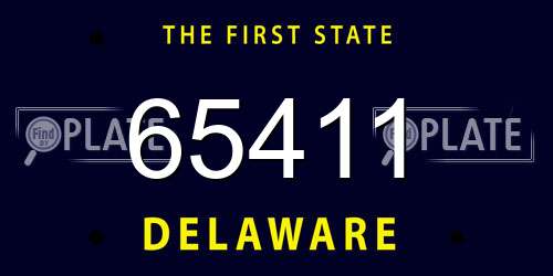65411 Delaware License Plate