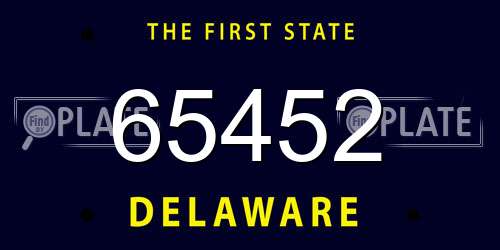 65452 Delaware License Plate