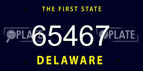 65467 Delaware License Plate