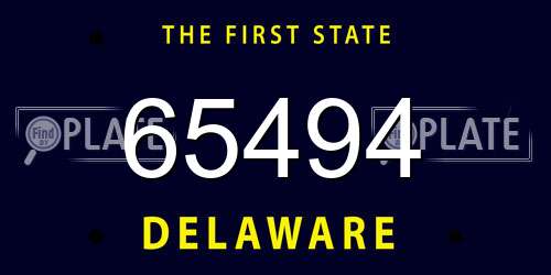 65494 Delaware License Plate