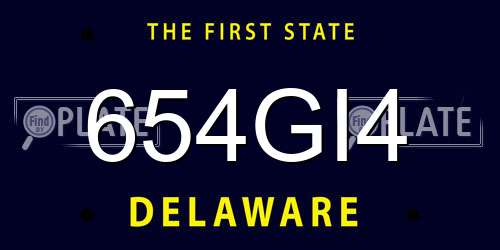 654GI4 Delaware License Plate