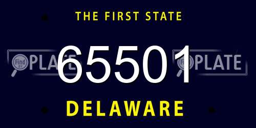65501 Delaware License Plate