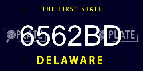 6562BD Delaware License Plate