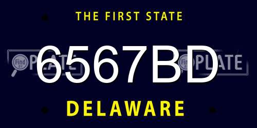 6567BD Delaware License Plate