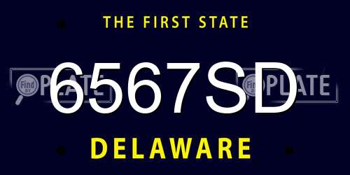 6567SD Delaware License Plate