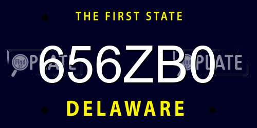 656ZB0 Delaware License Plate