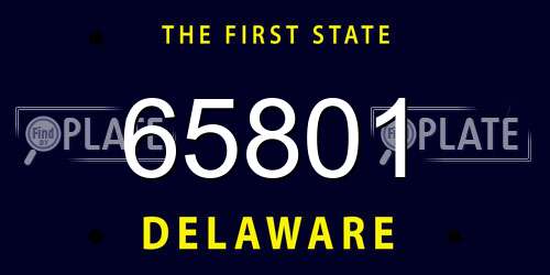 65801 Delaware License Plate
