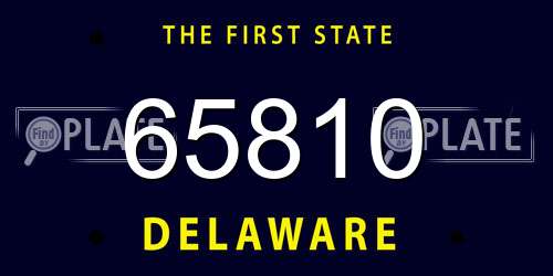 65810 Delaware License Plate
