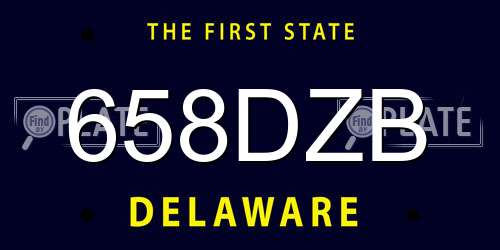 658DZB Delaware License Plate