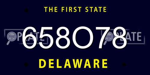 658O78 Delaware License Plate