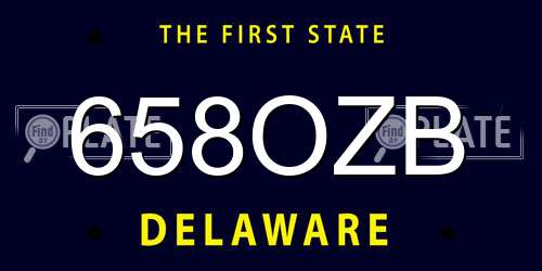 658OZB Delaware License Plate