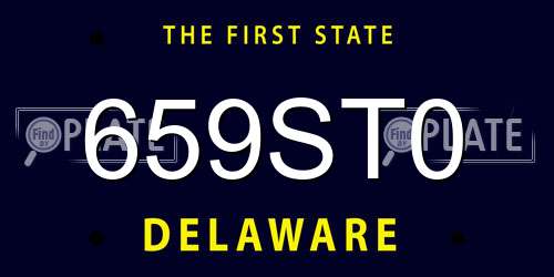 659ST0 Delaware License Plate