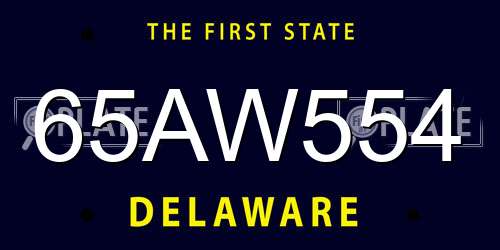65AW554 Delaware License Plate