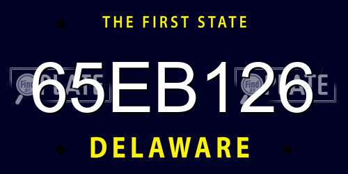65EB126 Delaware License Plate