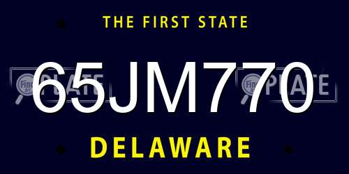 65JM770 Delaware License Plate
