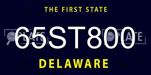 65ST800 Delaware License Plate