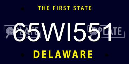 65WI551 Delaware License Plate