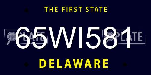 65WI581 Delaware License Plate