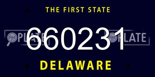660231 Delaware License Plate
