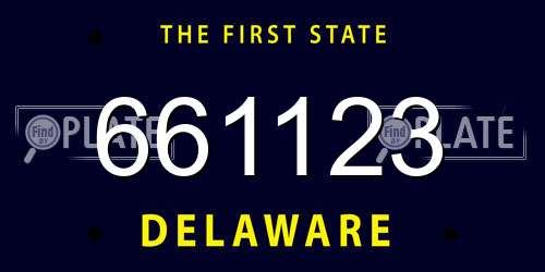 661123 Delaware License Plate