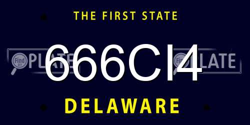 666CI4 Delaware License Plate