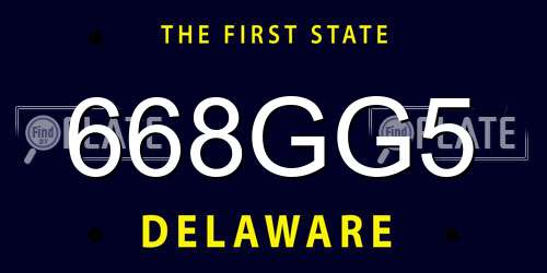 668GG5 Delaware License Plate