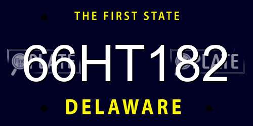 66HT182 Delaware License Plate