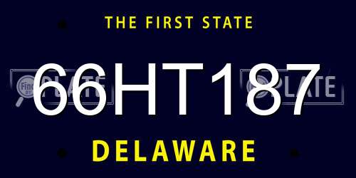 66HT187 Delaware License Plate