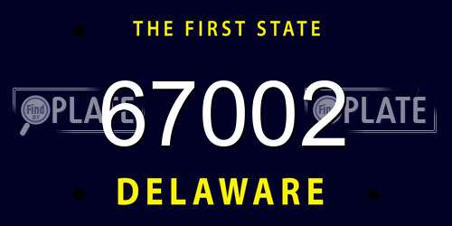 67002 Delaware License Plate