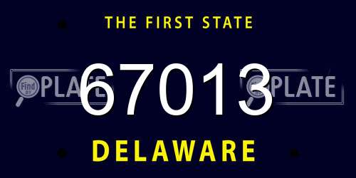 67013 Delaware License Plate