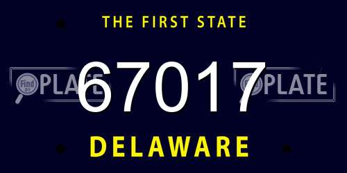 67017 Delaware License Plate