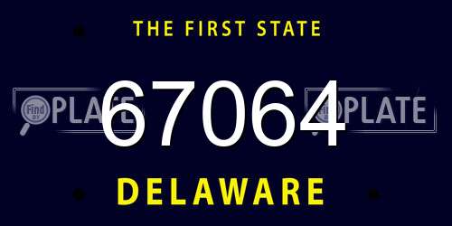 67064 Delaware License Plate