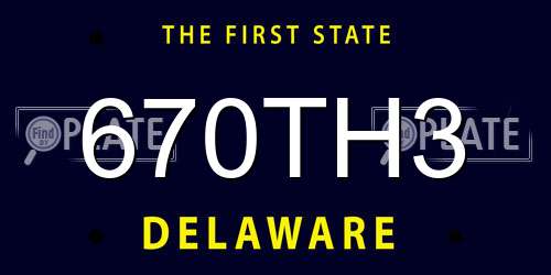 670TH3 Delaware License Plate