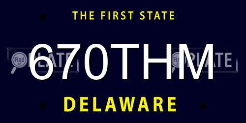 670THM Delaware License Plate