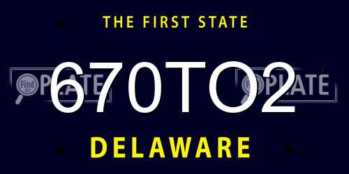 670TO2 Delaware License Plate