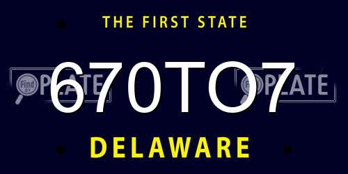 670TO7 Delaware License Plate