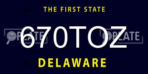 670TOZ Delaware License Plate