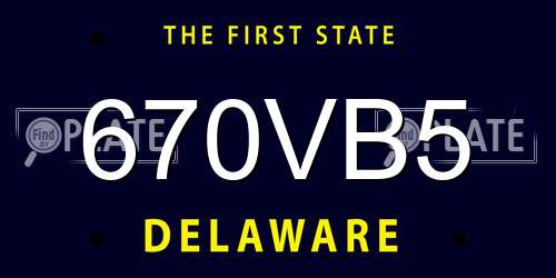 670VB5 Delaware License Plate