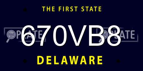 670VB8 Delaware License Plate