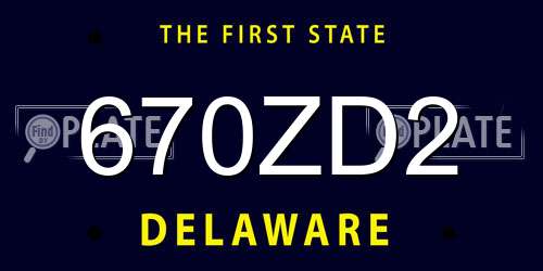 670ZD2 Delaware License Plate