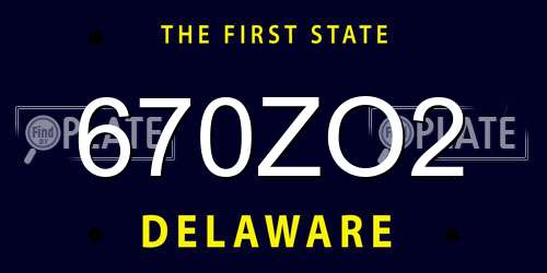 670ZO2 Delaware License Plate