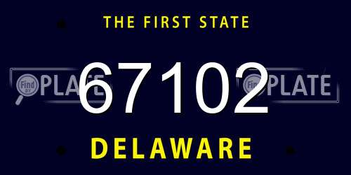 67102 Delaware License Plate