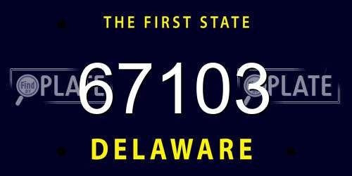 67103 Delaware License Plate