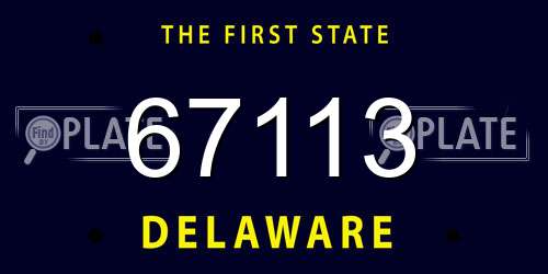 67113 Delaware License Plate