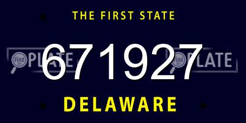 671927 Delaware License Plate