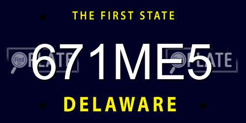 671ME5 Delaware License Plate